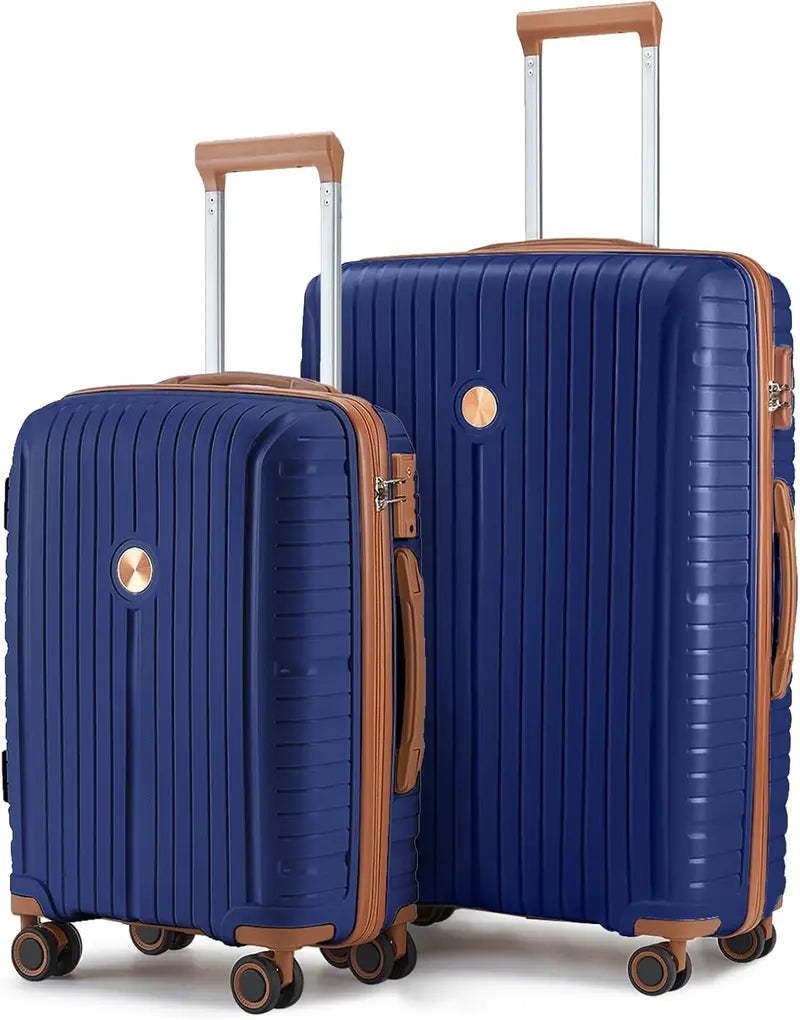Lightweight 5-Piece PP Hardshell Carry-On Luggage Set  Dual Spinner Wheels & TSA Lock Travel Suitcases