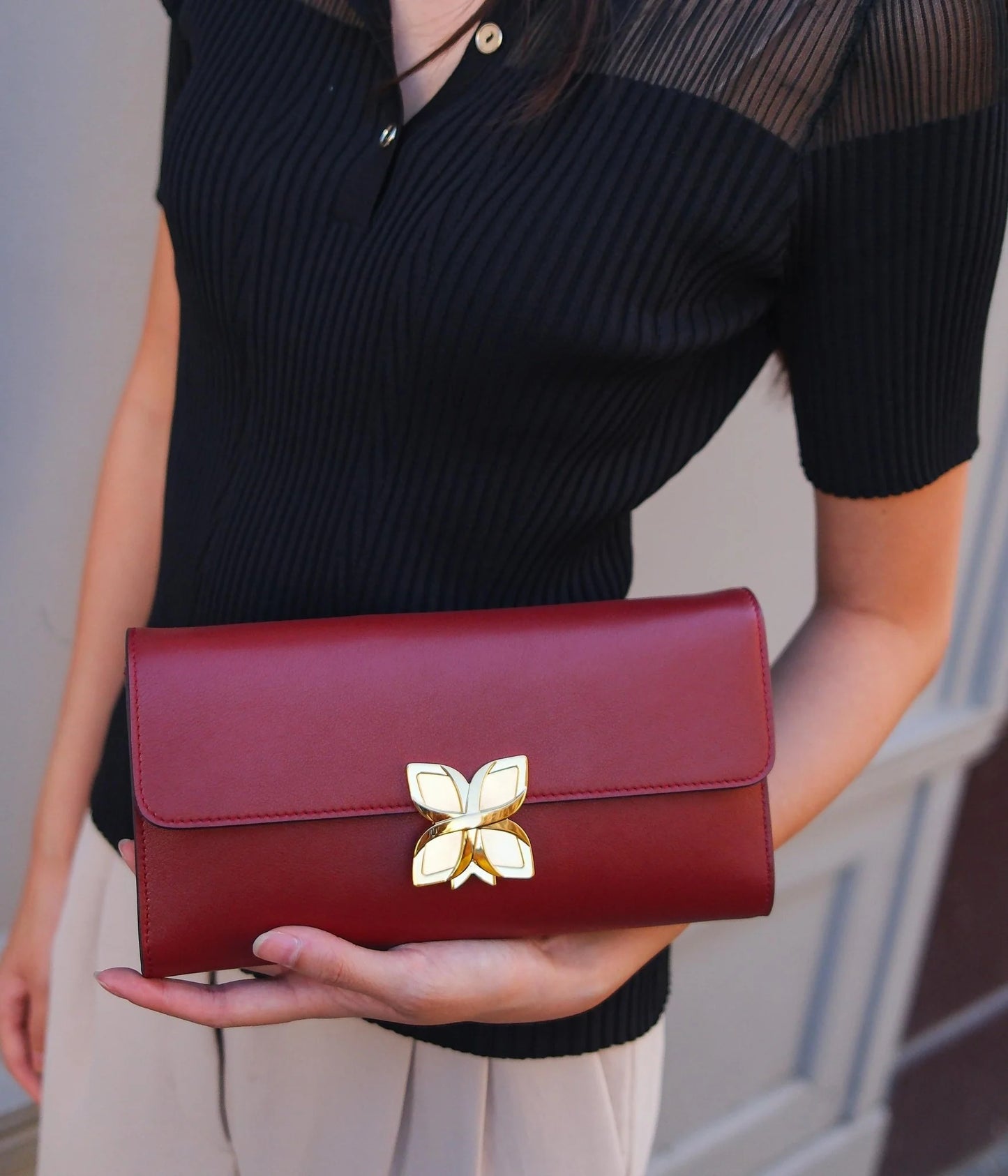 Hortensia Clutch | Bordeaux Lisse