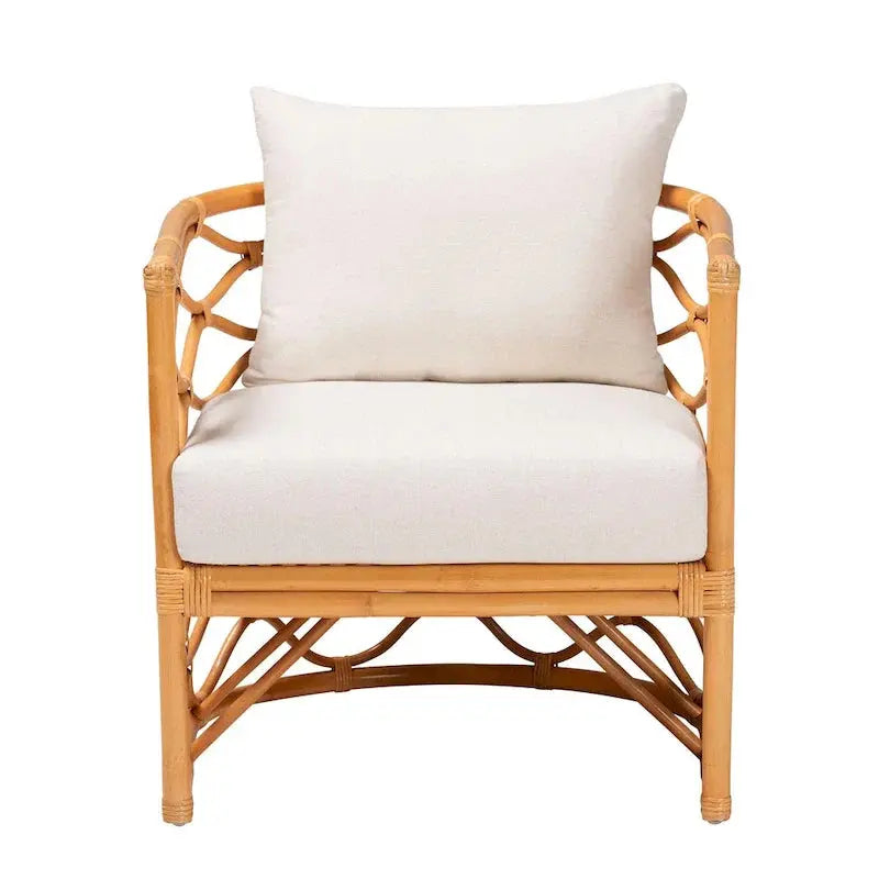 Acelynn Bohemian Rattan Armchair in Light Honey Finish