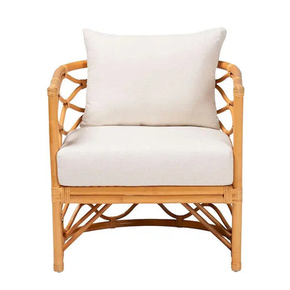 Acelynn Bohemian Rattan Armchair in Light Honey Finish