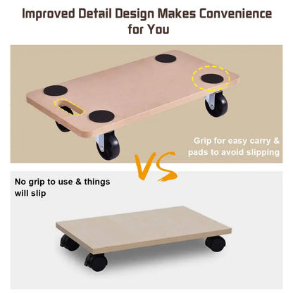 Heavy-Duty Moving Dolly with 23″ x 11.5″ Wood Platform for Furniture & Appliance Transport