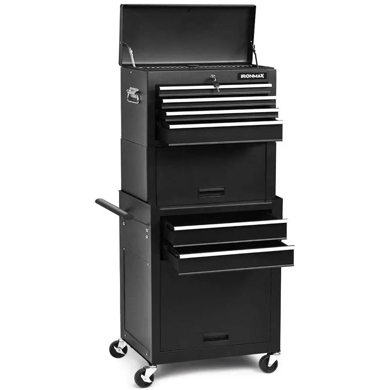 6-Drawer Heavy-Duty Rolling Tool Chest with Adjustable Riser Base