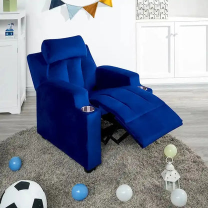 Deluxe Kids Recliner  Microfiber Youth Lounger with Footrest, Headrest, and Dual Cup Holders (Ages 3+)