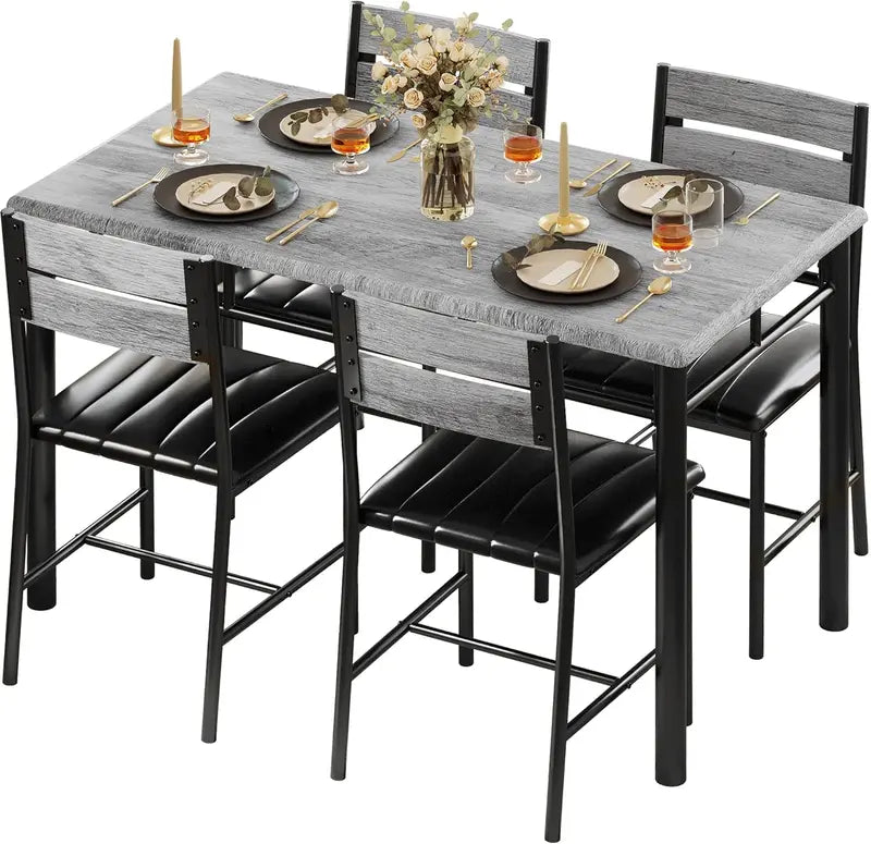 Wooden Kitchen Dining Set for Four Featuring Padded Chairs
