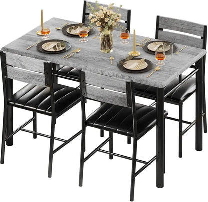 Wooden Kitchen Dining Set for Four Featuring Padded Chairs