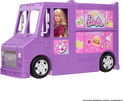 Barbie Fresh ‘n Fun Food Truck Playset with Blonde Doll and 30+ Accessories. Lift Side for Kitchen