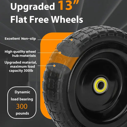 Pontuss 13-Inch Flat-Free Replacement Wheels  Heavy-Duty Tires for GOR Garden Carts