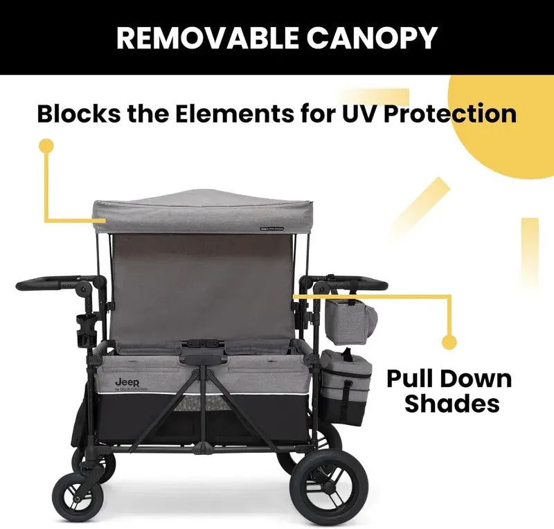 Delta Children Jeep Wrangler Quad Stroller  Premium 4-Seat All-Terrain Pushchair for Toddlers