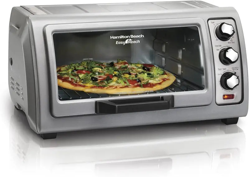 6-Slice Toaster Oven with Roll-Top Door, Bake, Broil, Toast, Auto Shutoff, Silver 31127D