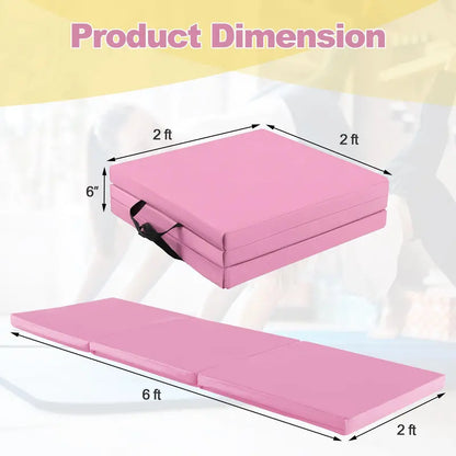 6′ x 2′ Tri-Fold Exercise Mat  2-Inch Dense Foam Tumbling Pad with Integrated Carrying Handles