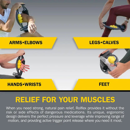 Rolflex Muscle Relief Massager for Forearm, Wrist, Hand, Leg & Calf  Ergonomic Design, Adjustable Pressure
