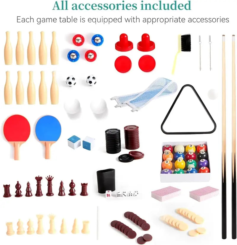 48-Inch 12-in-1 Multi-Game Table  Ping Pong, Pool, Foosball & Air Hockey Combo for Home Game Rooms