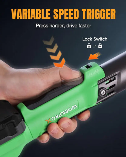 WORKPROX 20V Dual-Socket Cordless Ratchet Wrench Kit  1/2″ & 3/8″ Drive, 74 Ft-Lbs Torque, Includes Two Batteries