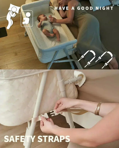 Adjustable Bedside Bassinet with Auto-Lock Safety System for Newborns