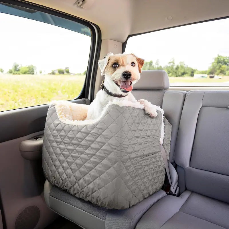 Lookout I Dog Booster Seat  Elevated Pet Car Seat for Small Dogs (515 lbs), Black Diamond Fabric with Washable Cover