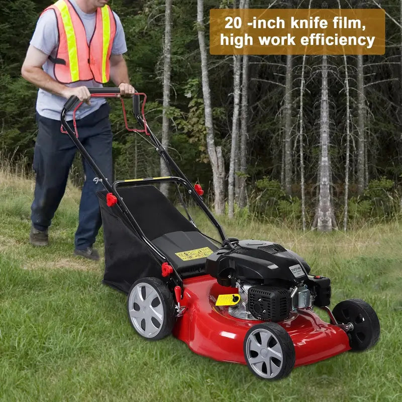 Self-Propelled Gas Lawn Mower with 141cc Engine, 50L Grass Catcher &amp; Large Wheels
