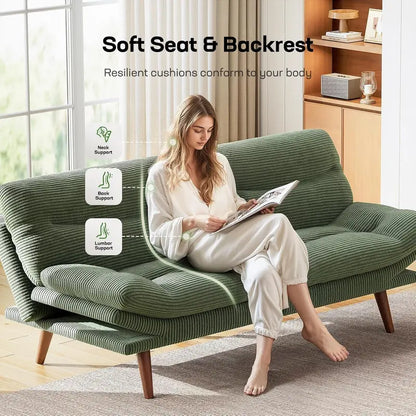 Adjustable Futon Sofa Bed  Modular Backrests & Armrests, Converts Effortlessly to a Sleeper Couch