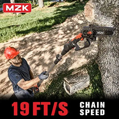 MZK 2-in-1 Cordless Pole Saw   Mini Chainsaw with 3 Replacement Chain for Tree Trimming