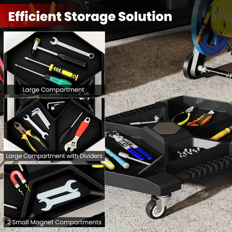 Mobile Workshop Caddy Tray with Four Locking Swivel Casters