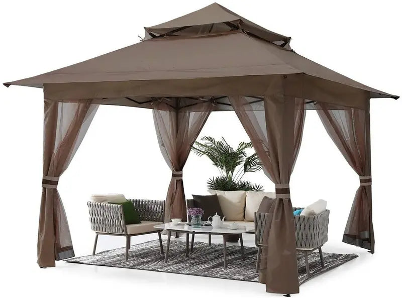 13×13 Pop-Up Outdoor Gazebo with Mosquito Netting & Canopy Shelter