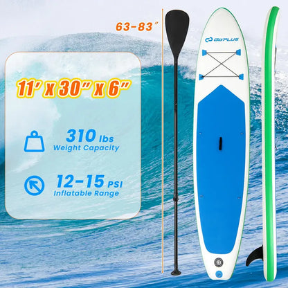 11-Foot All-in-One Inflatable Stand-Up Paddle Board  Features Waterproof Phone Pouch