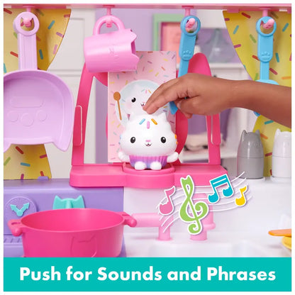 Gabby’s 3ft Dollhouse Cakey Cat Kitchen Set for Kids with Sounds & Accessories