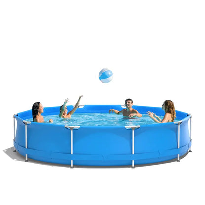 12-Foot Round Steel Frame Swimming Pool  Above-Ground Backyard Pool (30″ Depth)