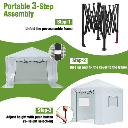 WORKPRO 8′ × 8′ Walk-In Portable Greenhouse  UV-Protected Polycarbonate Frame