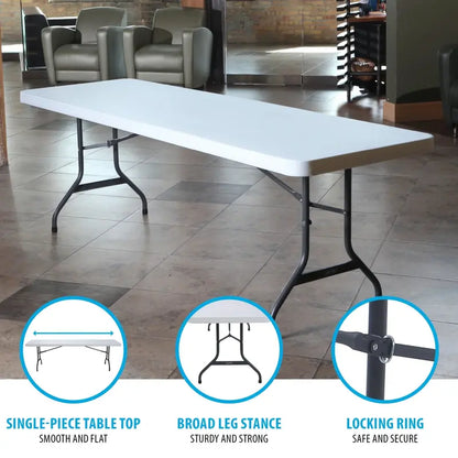 Lifetime 8-Foot Commercial Folding Table  White Granite Finish (Model 22980)