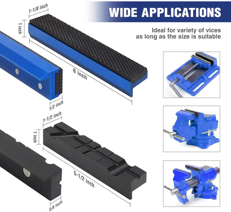 WORKPRO Magnetic Vise Jaw Pad Set  Multi-Groove & Aluminum Protectors