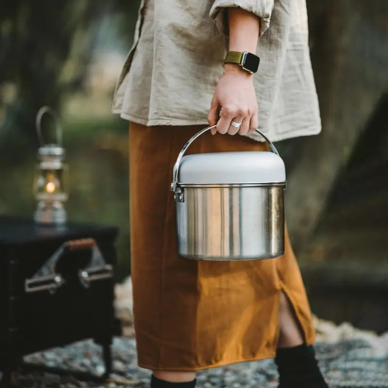 5-Piece Portable Stainless Steel Cookware Set with Carry Bag