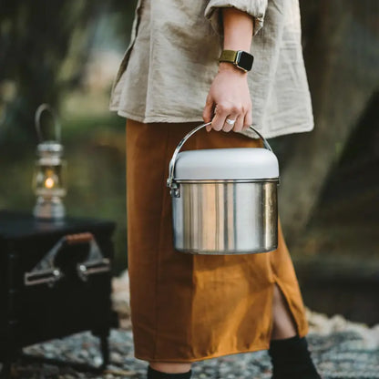 5-Piece Portable Stainless Steel Cookware Set with Carry Bag