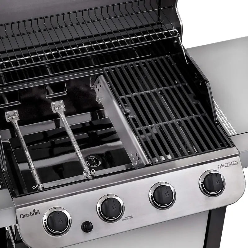 Premium Stainless Steel 4-Burner Gas Grill on Mobile Cart  Even Heat Distribution and Durable Outdoor Cooking Station
