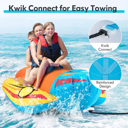 Three-Passenger Banana Towable Tube  EVA-Padded Seats for Boating and Water Sports