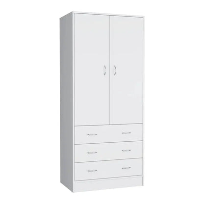 Contemporary Double-Door Bedroom Armoire with Drawers and Hanging Space