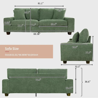 DOPEDIO Chenille Double Sofa Lounge Chair with Removable Solid Wood Frame