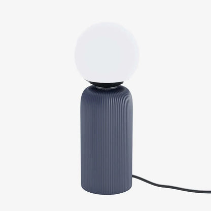 Lampe   poser en c ramique bleue et globe de verre Gauguin