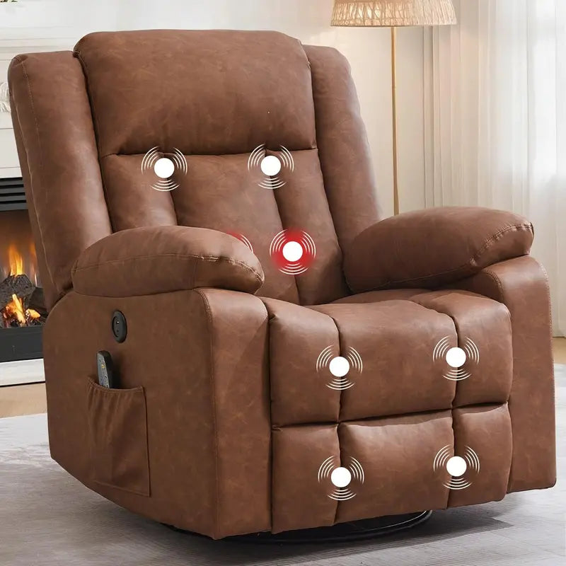 Adult Gliding Rocking Recliner  360° Rotation with Heat & Massage Functions