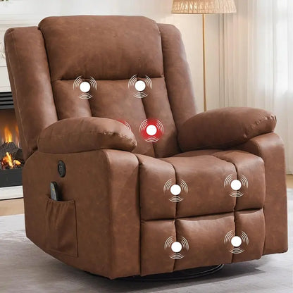 Adult Gliding Rocking Recliner  360° Rotation with Heat & Massage Functions