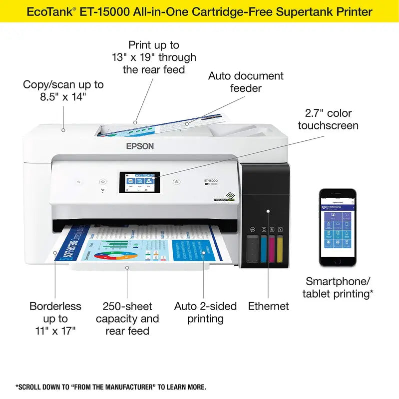 Wireless Color All-in-One Printer  Portable Inkjet with Scanning, Copying & Mobile Printing Support