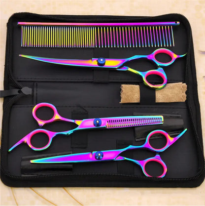 Premium Stainless Steel Hair Cutting Scissors & Comb Set  Curved Handle, Portable, Easy to Clean