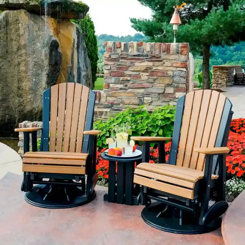 All-Weather Poly Lumber Adirondack Swivel Glider  Durable Outdoor Rocking Chair with Smooth Rotation