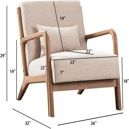Bonzy Home Mid Century Modern Accent Chair with Solid Wood Frame