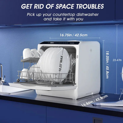 5-Liter Portable Countertop Dishwasher  5 Wash Programs, Built-In Tank, Air-Dry Function