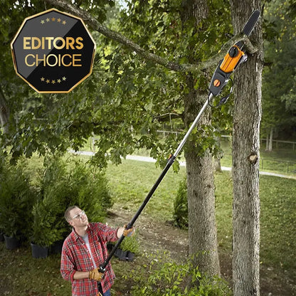 2-in-1 Electric Pole Saw & Chainsaw Trimmer  Auto-Tension, Corded Power Tool