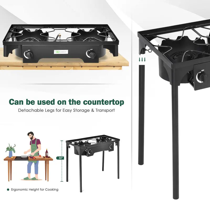 Portable High-Pressure Propane Burner  Outdoor Gas Cooker for Camping and Tailgating