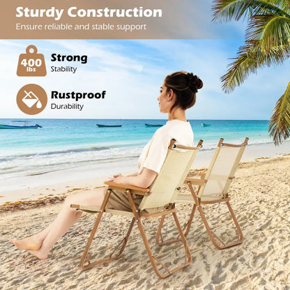 Durable Aluminum Beach Chair Designed for Stability and 400-Pound Load Capacity