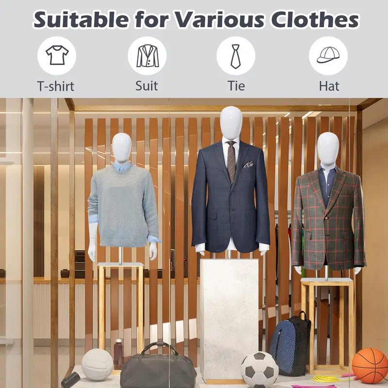 PP Torso Mannequin for Tailoring — Lightweight Male Model Display Stand