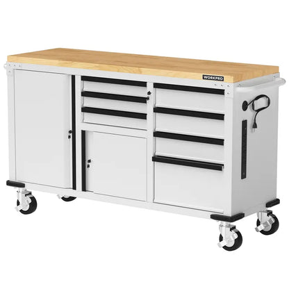 WORKPRO Heavy-Duty Rolling Tool Cabinet — 7-Drawer, 2-Door, 1000 lb Capacity with Locking System & Power Strip