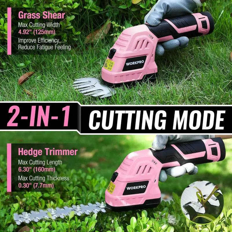 WORKPRO 12V Cordless 2-in-1 Grass & Shrub Trimmer  2.0Ah Battery + Fast Charger